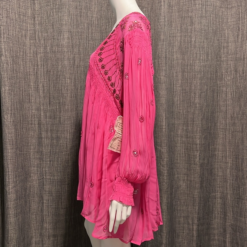 NWT Free People Party New Moon Beaded Chiffon Tunic Dress Pink, XS - Picture 11 of 16